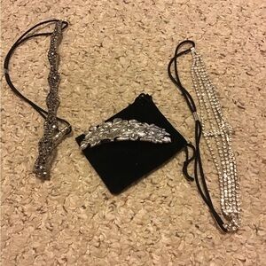 HAIR ACCESSORIES 4 pc LOT RHINESTONE HAIR BANDS BARETTE AND ANASTASIA BEV HILL